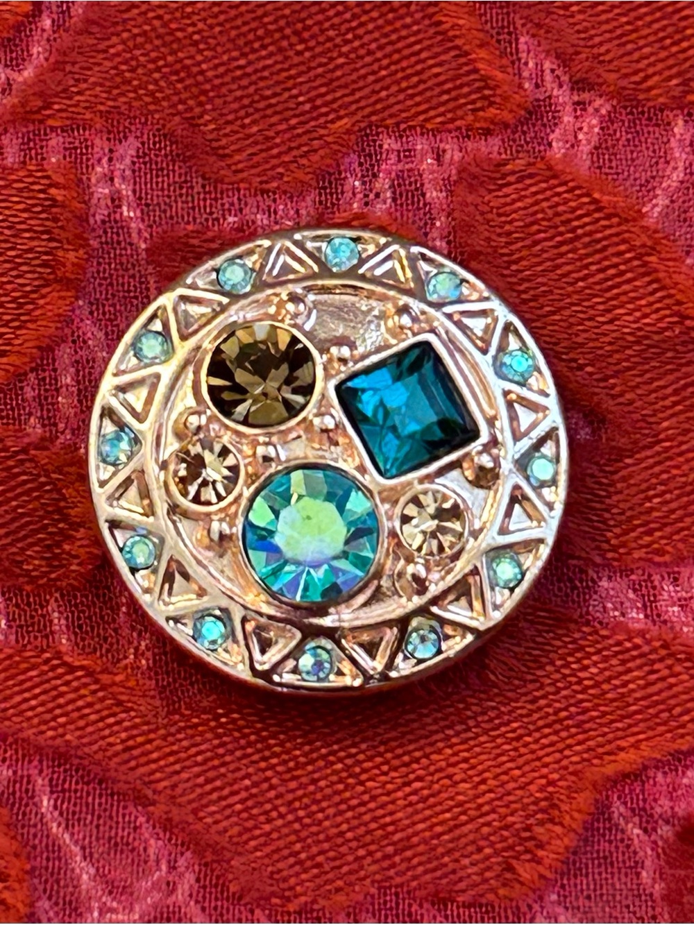 Magnolia and Vine 18mm Rose Gold-Tone Aqua Multi Gemstone Snap